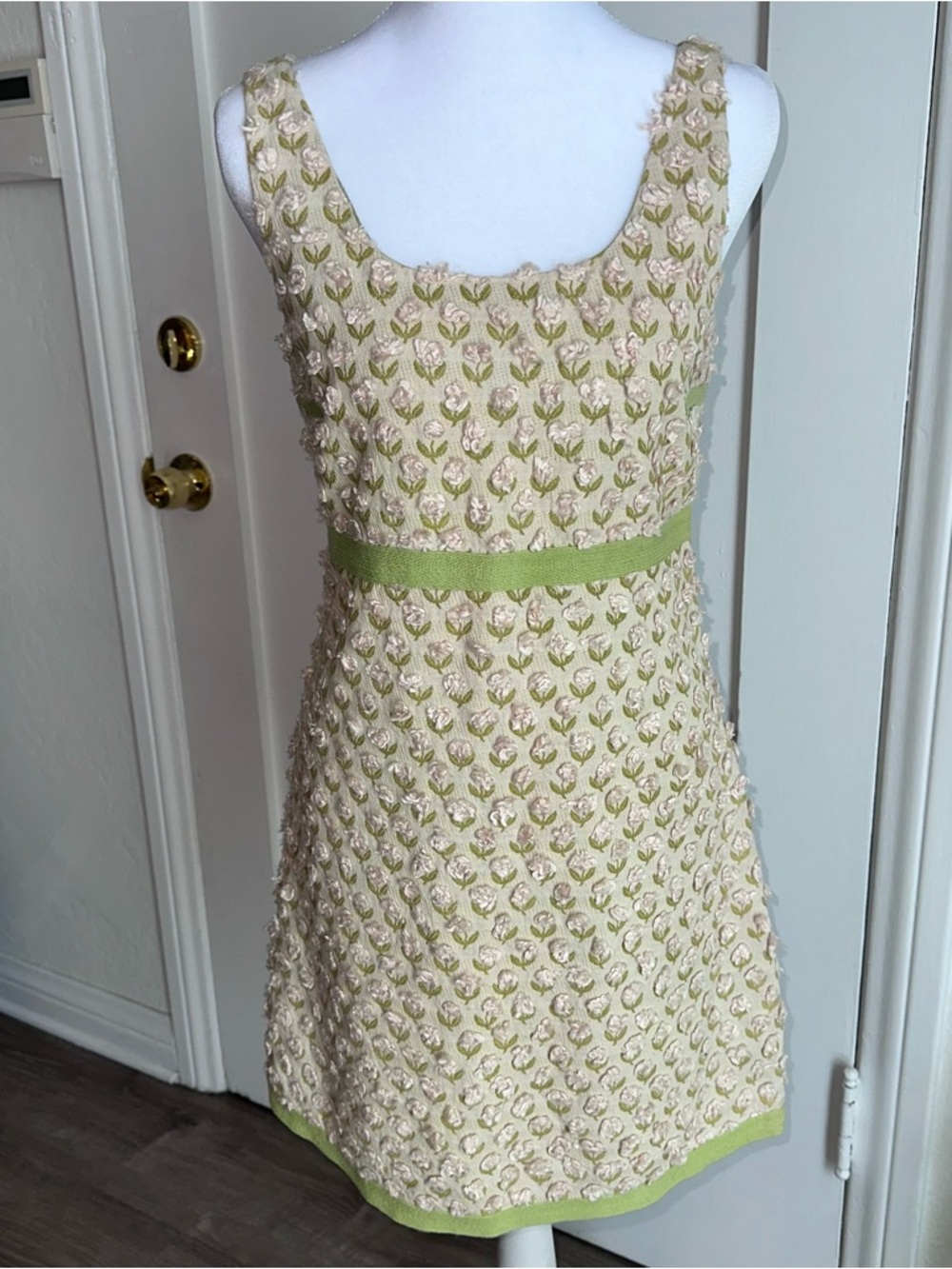 Y2K Coquette Marc Jacobs Cream Pale Pink 3D Floral Dress Size: 4
